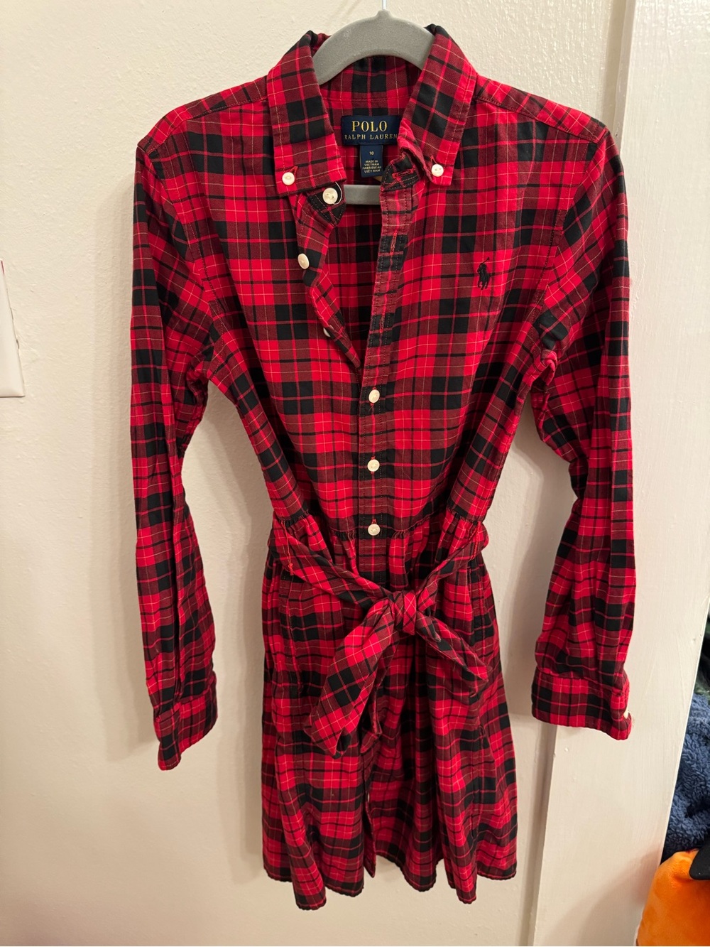 Girls Polo by Ralph Lauren Red and Black Plaid Button-Front Shirt Dress